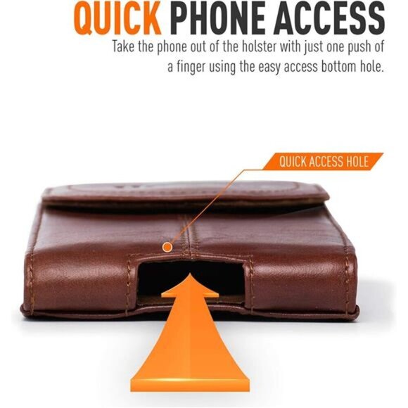 Genuine Leather Cell Phone Holster Case with Belt Clip Belt Loop Fits for iPhone - Picture 4 of 7